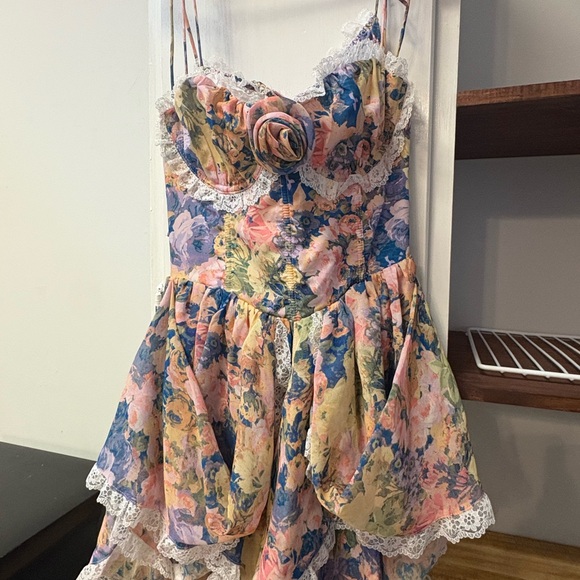 for love & lemons elea asymmetrical mini dress size medium - Picture 3 of 6